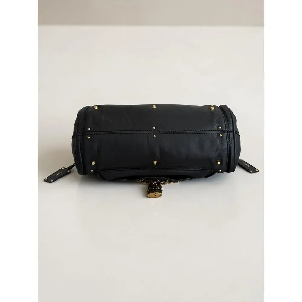 Black Chloé Paddington Bag Rare Vintage Rock n' Roll Stud Chain Padlock